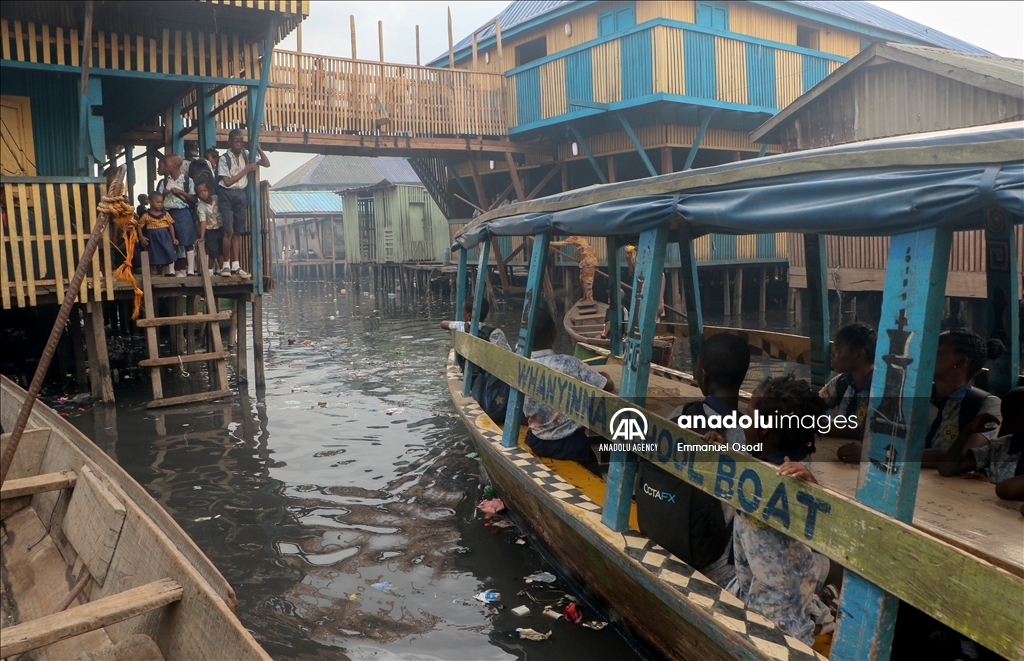 Children have education at floating primary school in Venice of Africa