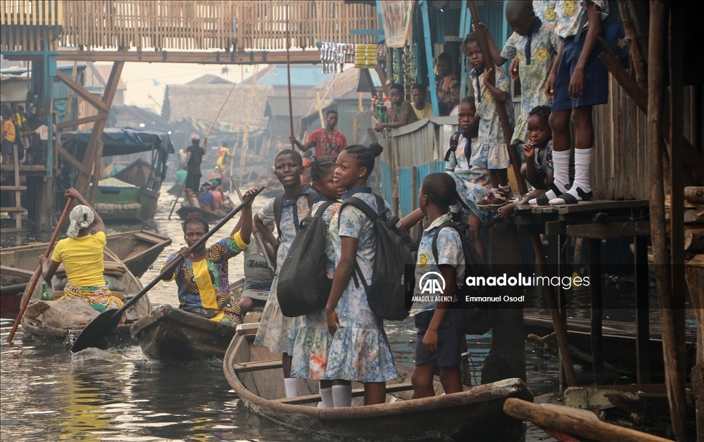 Children have education at floating primary school in Venice of Africa