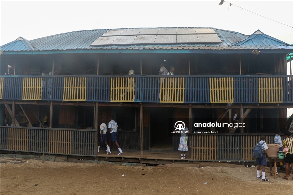 Children have education at floating primary school in Venice of Africa