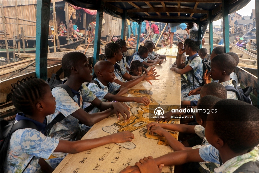 Children have education at floating primary school in Venice of Africa