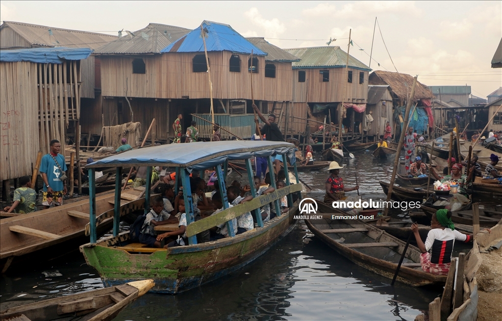 Children have education at floating primary school in Venice of Africa