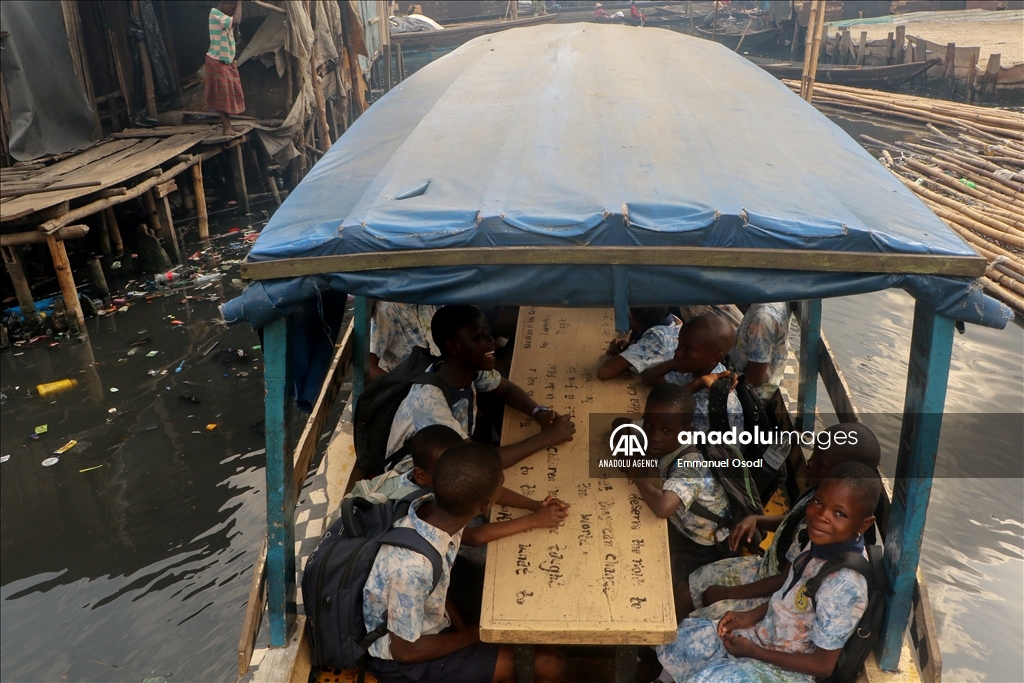 Children have education at floating primary school in Venice of Africa