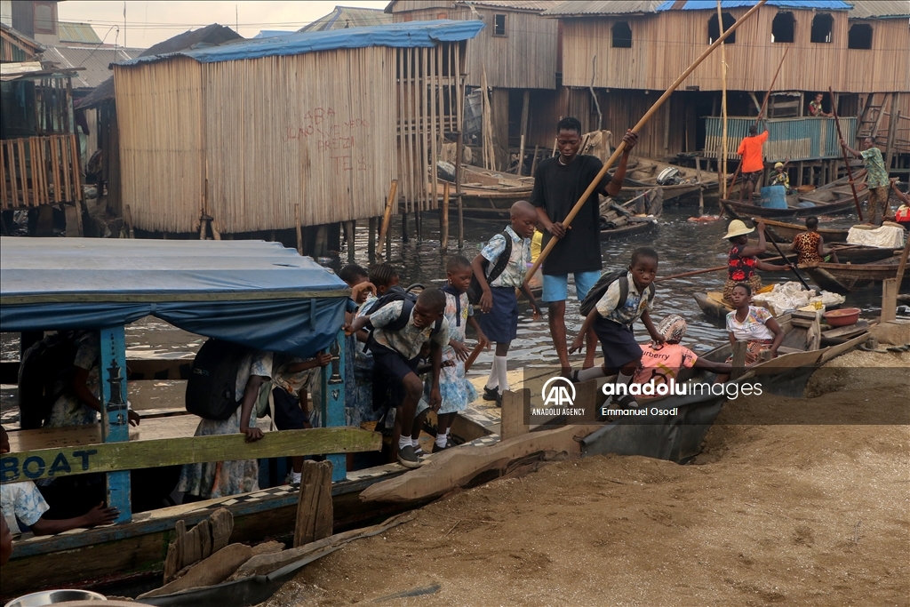 Children have education at floating primary school in Venice of Africa