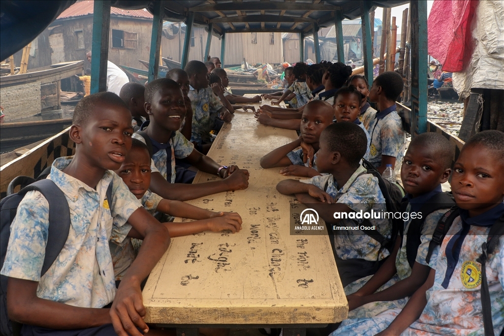 Children have education at floating primary school in Venice of Africa