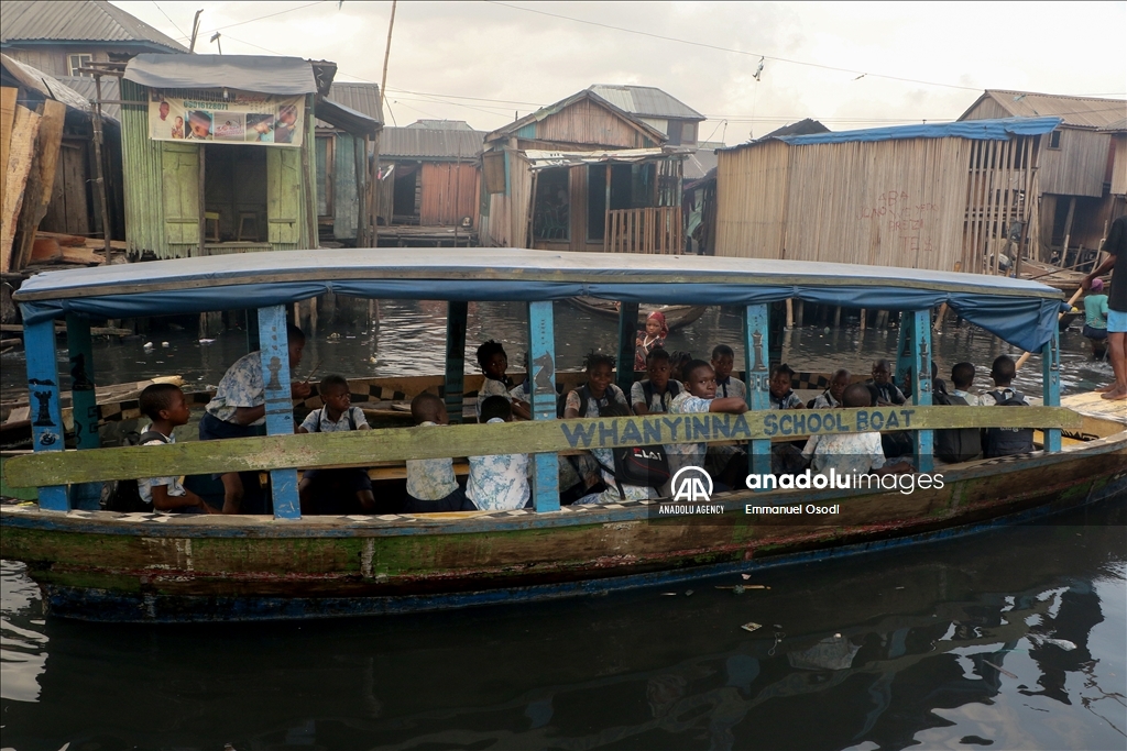 Children have education at floating primary school in Venice of Africa