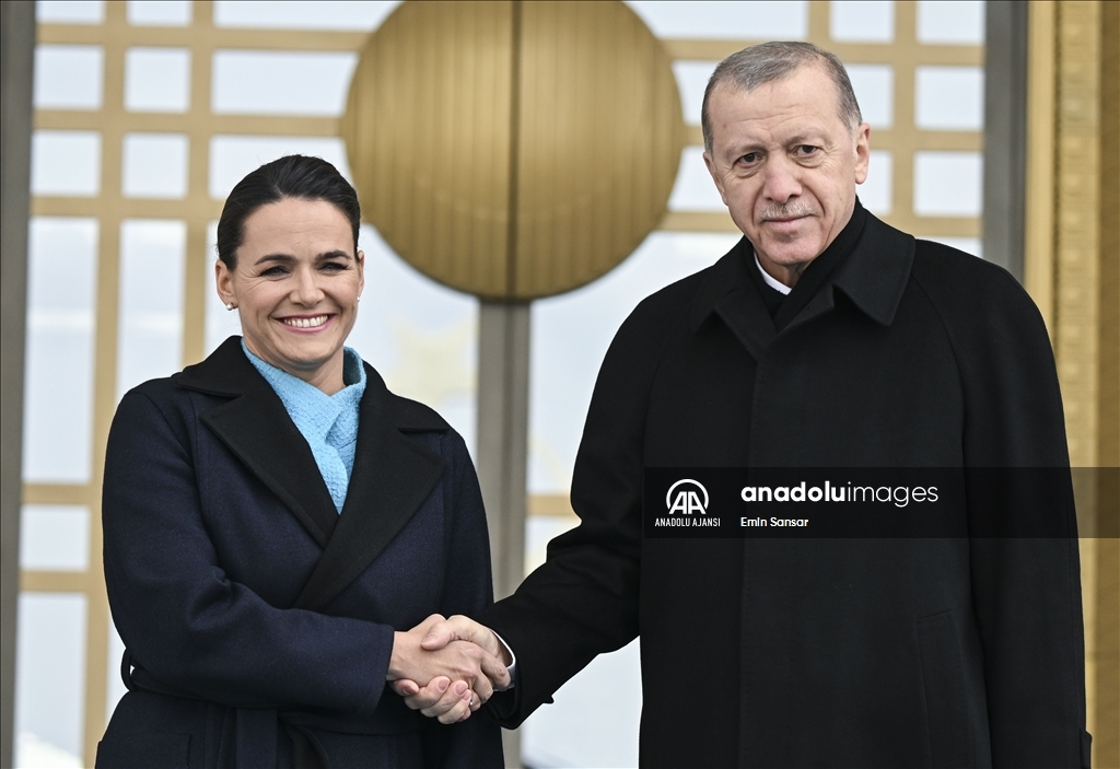 Cumhurbaşkanı Erdoğan, Macaristan Cumhurbaşkanı Novak'ı resmi törenle karşıladı