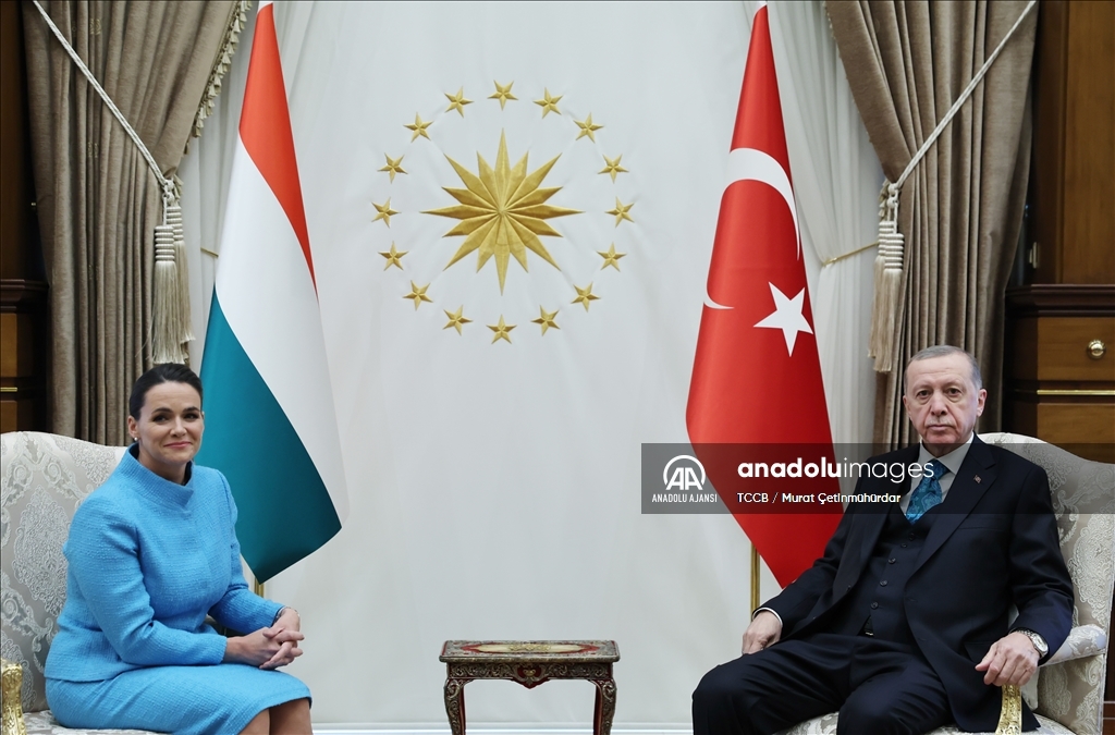 Cumhurbaşkanı Erdoğan, Macaristan Cumhurbaşkanı Novak'ı resmi törenle karşıladı