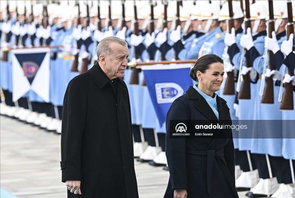 Cumhurbaşkanı Erdoğan, Macaristan Cumhurbaşkanı Novak'ı resmi törenle karşıladı