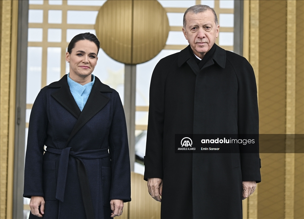 Cumhurbaşkanı Erdoğan, Macaristan Cumhurbaşkanı Novak'ı resmi törenle karşıladı