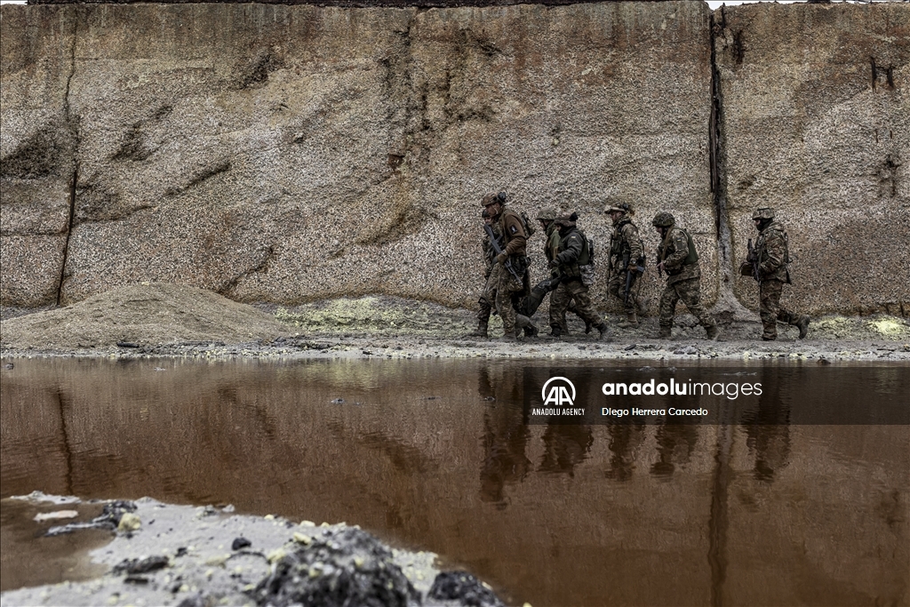 Ukrainian soldiers during training on the frontline at Donetsk, Oblast