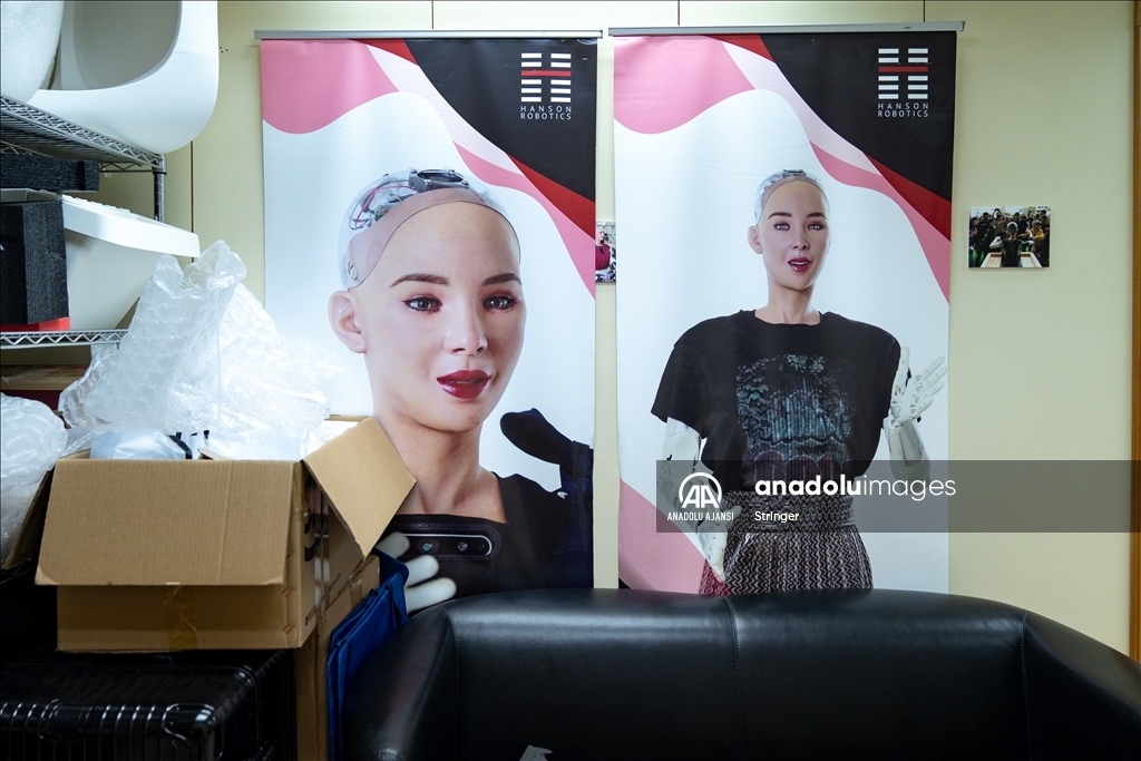 Hong Kong'daki Hanson Robotics'de insansı robotlar görüntülendi