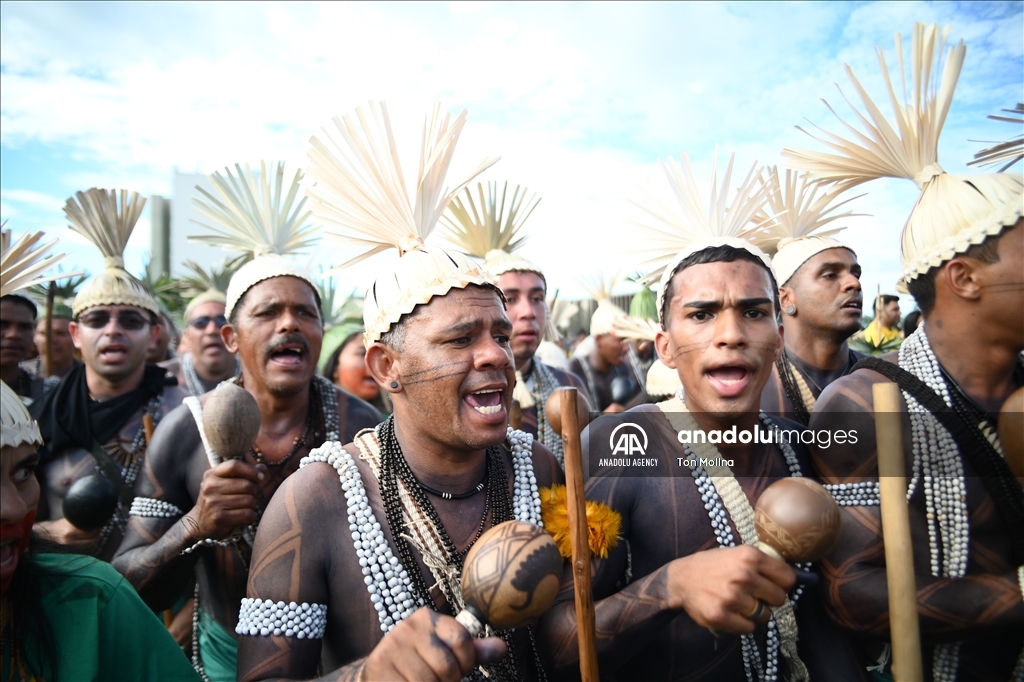 Indigenous peoples take part in 19th Terra Livre Camp in Brasilia, Brazil to defend rights, demarcation of their lands