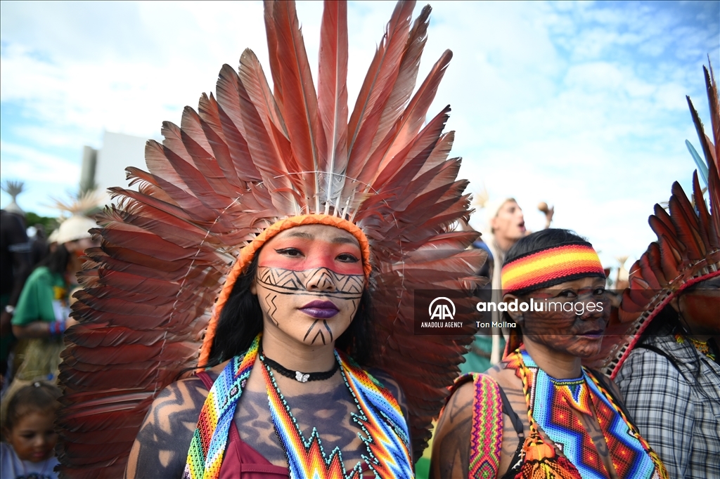 Indigenous peoples take part in 19th Terra Livre Camp in Brasilia, Brazil to defend rights, demarcation of their lands