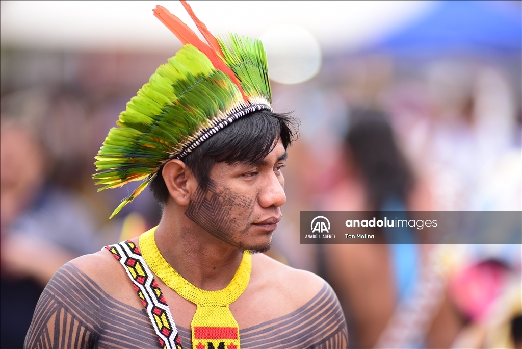 Indigenous peoples take part in 19th Terra Livre Camp in Brasilia, Brazil to defend rights, demarcation of their lands
