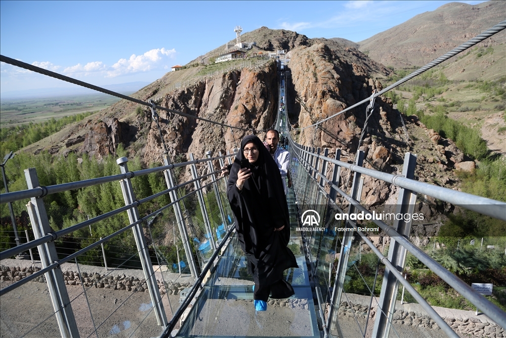 Arched glass suspension bridge in Iran's Ardabil