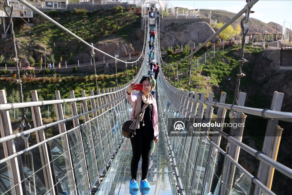 Arched glass suspension bridge in Iran's Ardabil