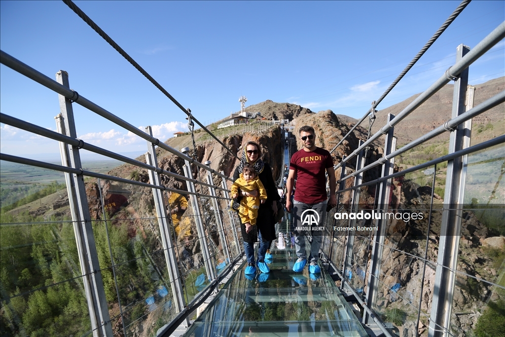 Arched glass suspension bridge in Iran's Ardabil