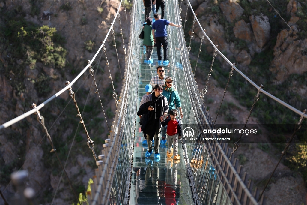 Arched glass suspension bridge in Iran's Ardabil