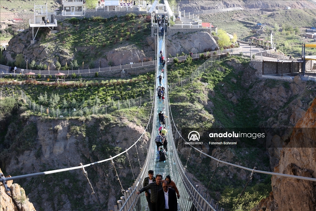 Arched glass suspension bridge in Iran's Ardabil