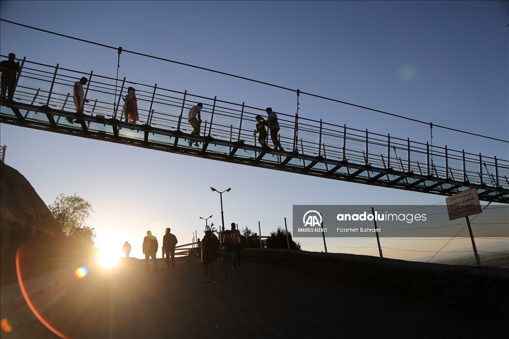 Arched glass suspension bridge in Iran's Ardabil
