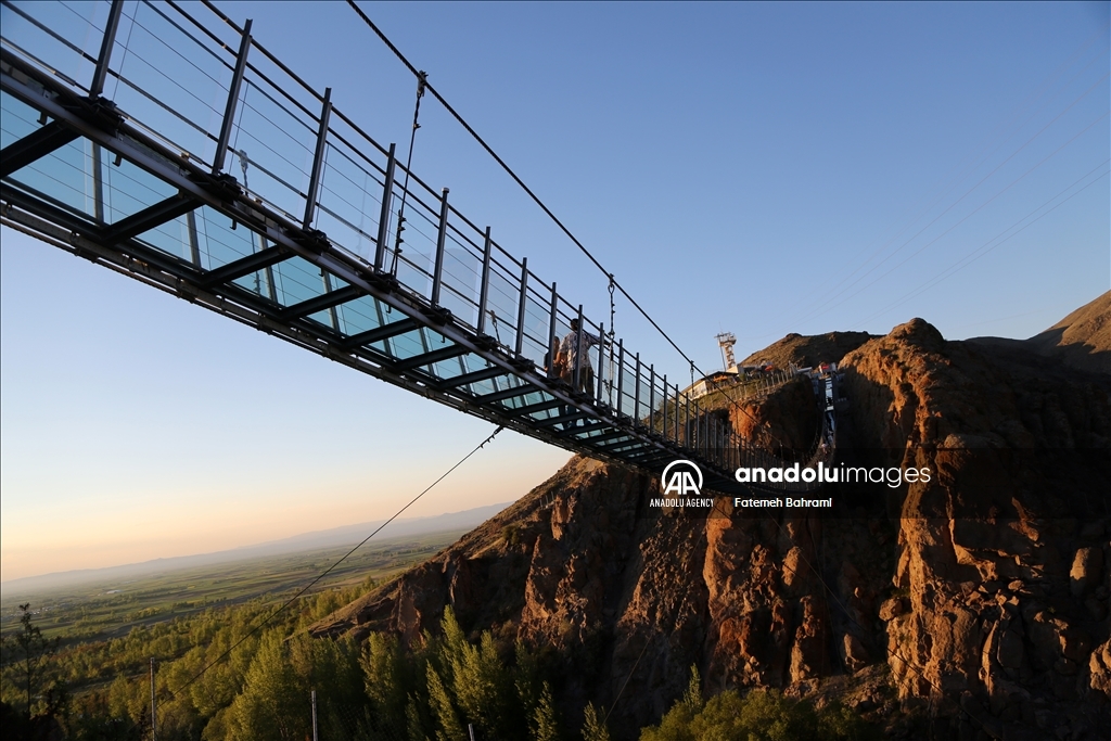 Arched glass suspension bridge in Iran's Ardabil