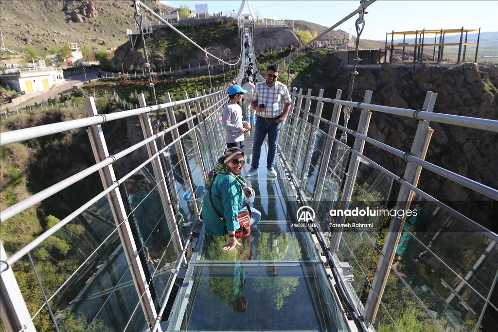 Arched glass suspension bridge in Iran's Ardabil