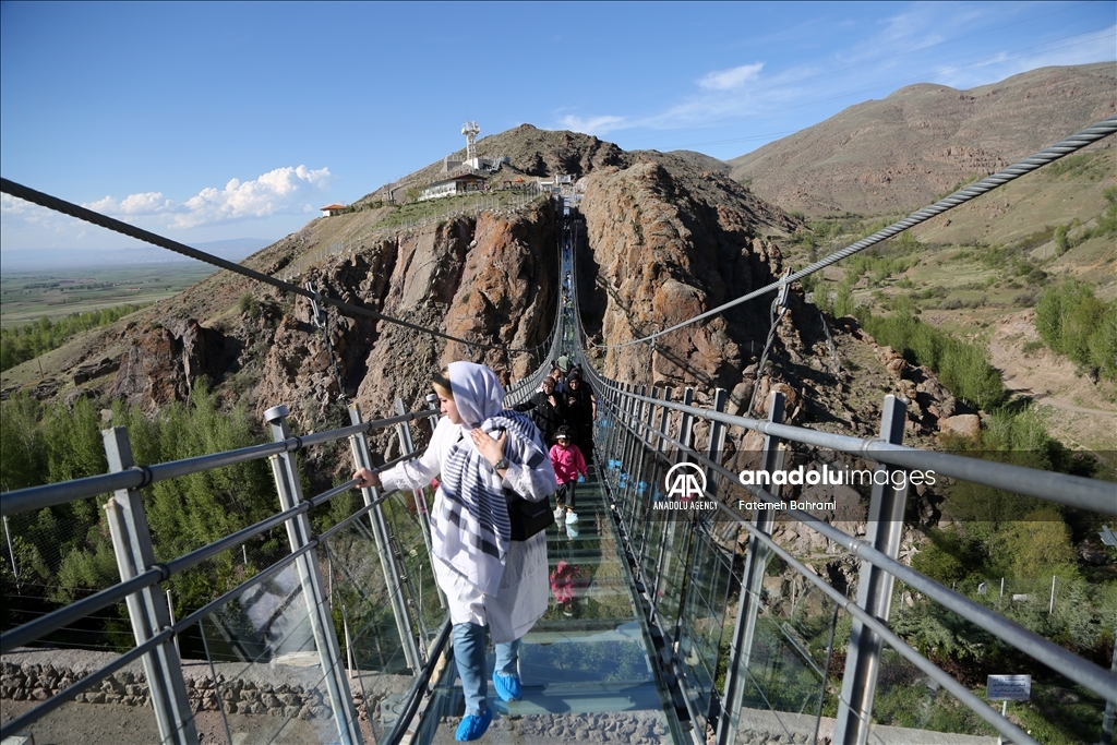 Arched glass suspension bridge in Iran's Ardabil
