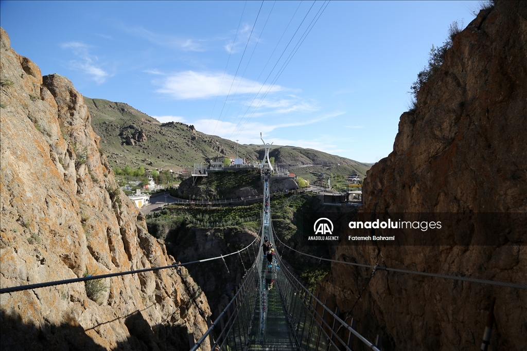 Arched glass suspension bridge in Iran's Ardabil