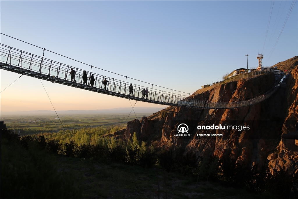 Arched glass suspension bridge in Iran's Ardabil