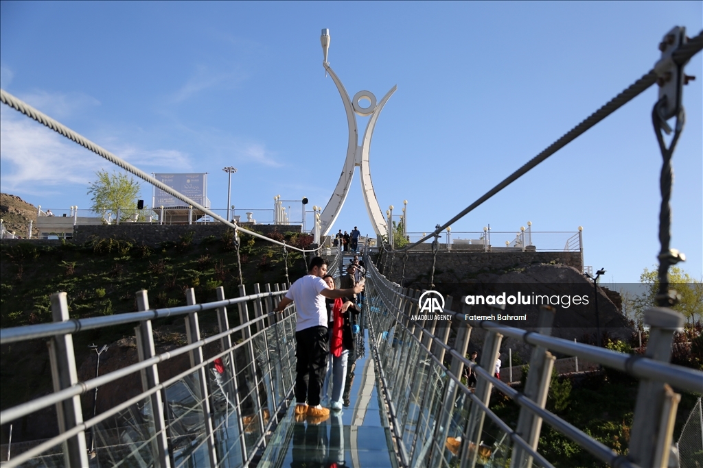 Arched glass suspension bridge in Iran's Ardabil