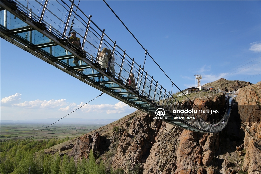 Arched glass suspension bridge in Iran's Ardabil