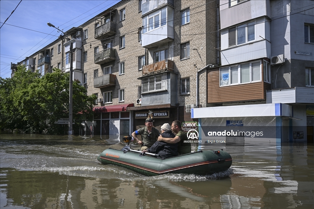 Evacuations continue in Kherson’s flooded areas after explosion at dam