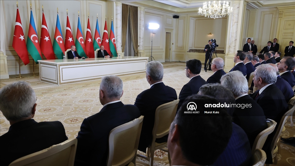 نشست مشترک خبری اردوغان با علی‌اف در باکو