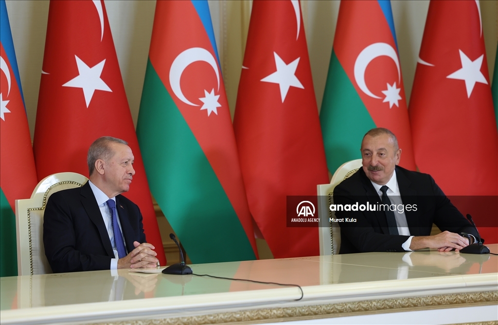 نشست مشترک خبری اردوغان با علی‌اف در باکو