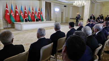 نشست مشترک خبری اردوغان با علی‌اف در باکو