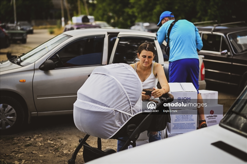 Houses affected by flooding in Ukraine's village of Pavlivka