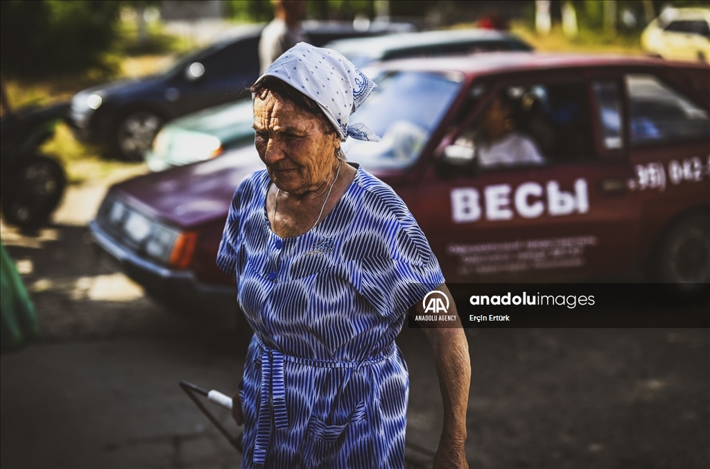 Houses affected by flooding in Ukraine's village of Pavlivka