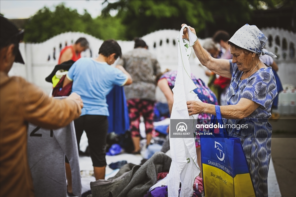 Houses affected by flooding in Ukraine's village of Pavlivka