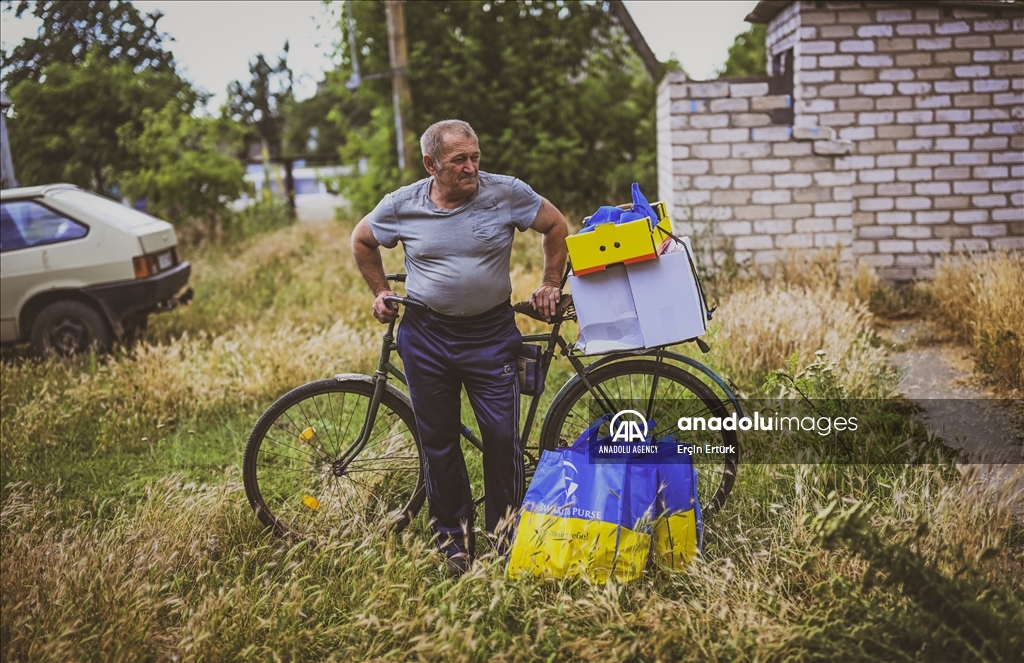 Houses affected by flooding in Ukraine's village of Pavlivka