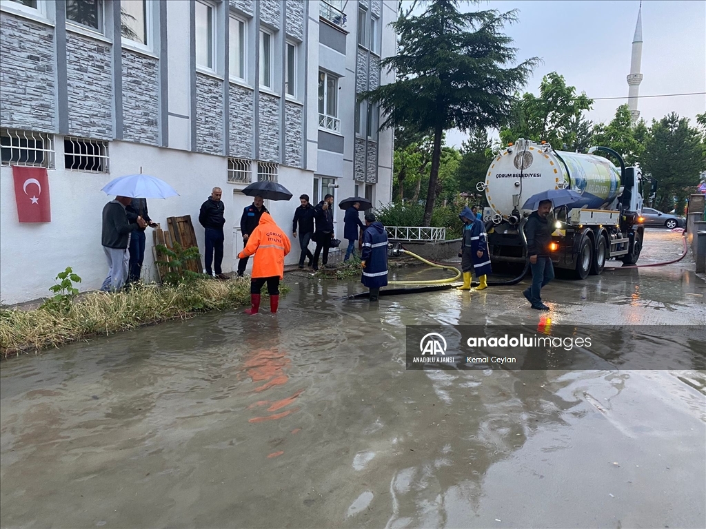 Çorum'da sağanak etkili oldu