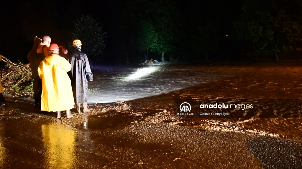 Düzce'deki sağanak kırsalda derelerin taşmasına neden oldu
