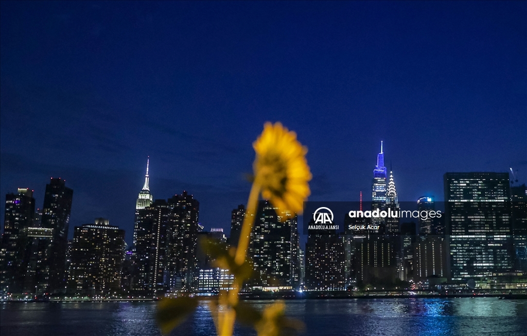 New York'ta gün batımı sonrası Manhattan