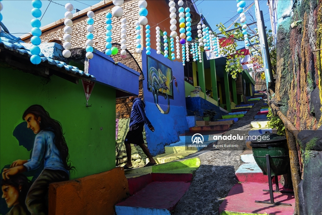 Endonezya'nın Malang kentindeki rengarenk evler