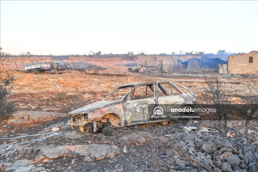 Yunanistan'ın Prodromos köyünde orman yangınları devam ediyor