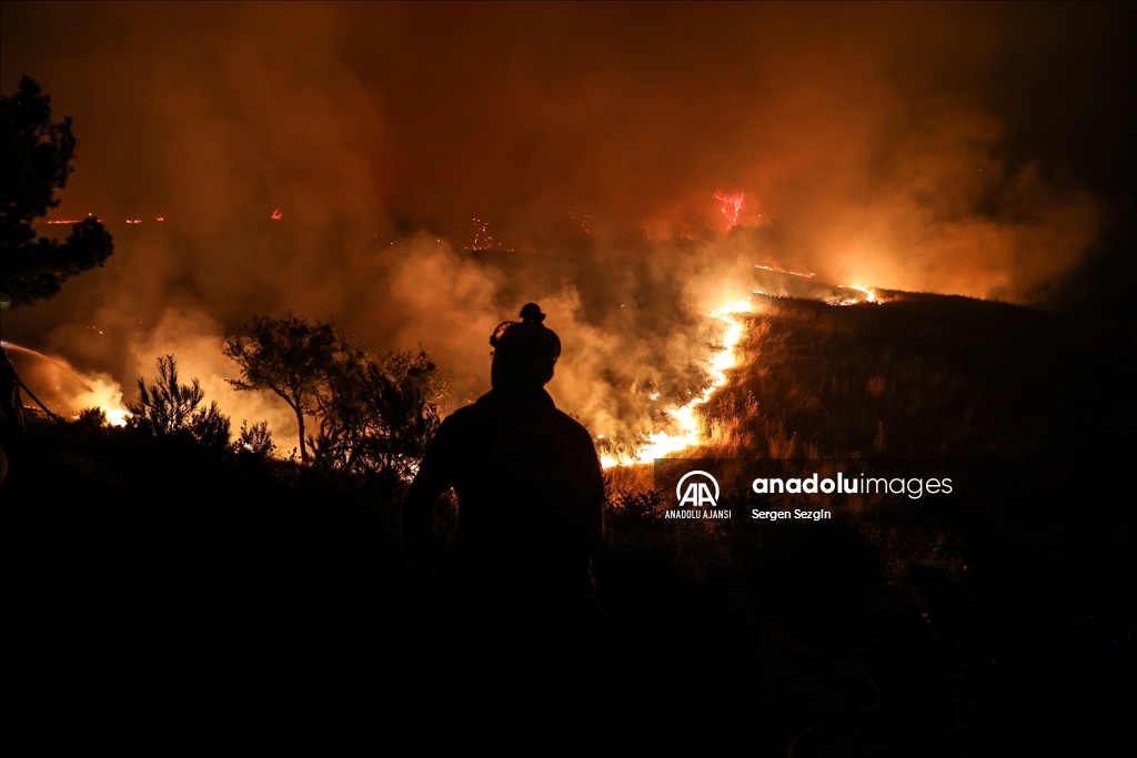 Çanakkale'de çıkan orman yangınına müdahale sürüyor