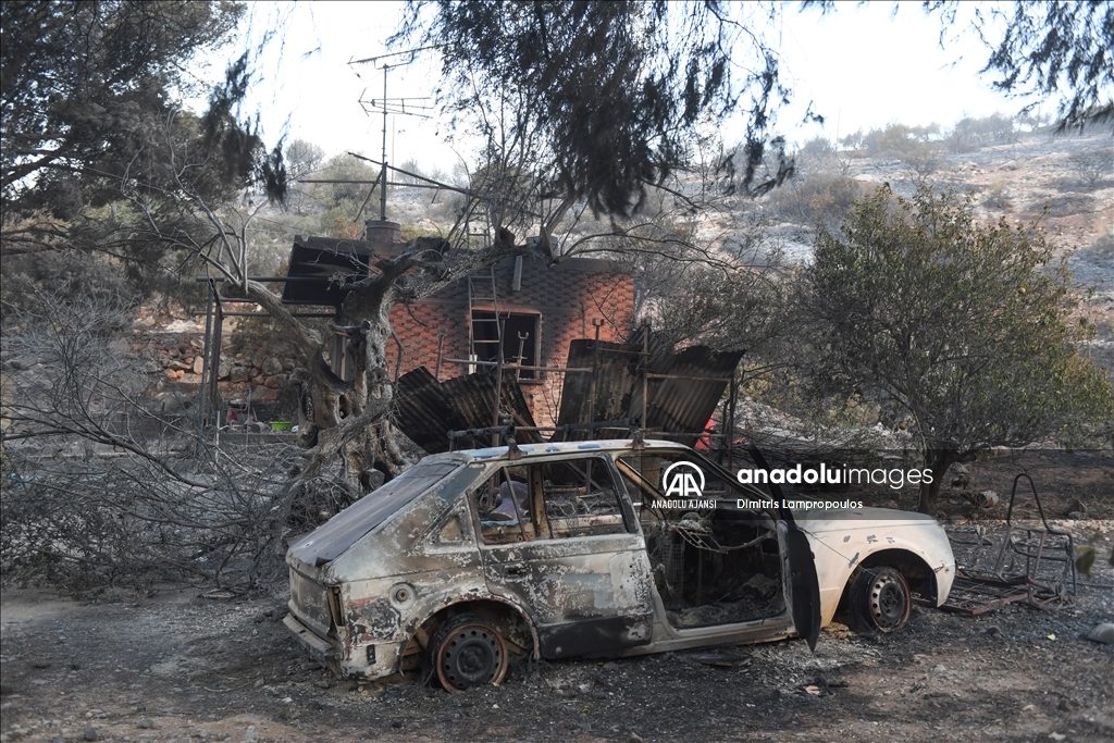 Yunanistan'ın Prodromos köyünde orman yangınları devam ediyor