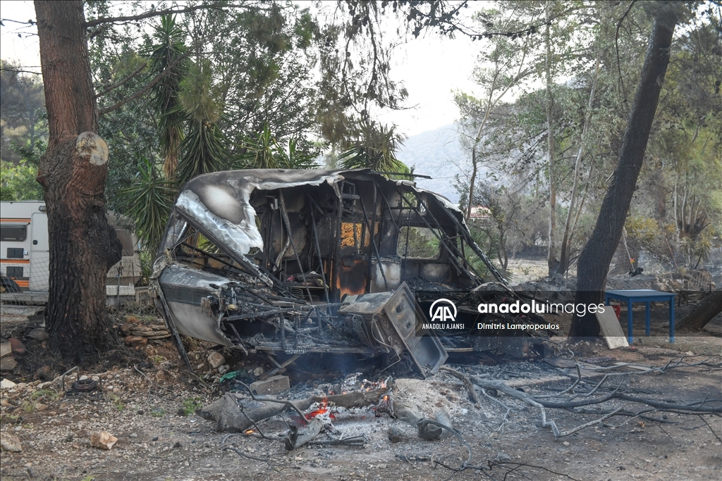 Yunanistan'ın Prodromos köyünde orman yangınları devam ediyor