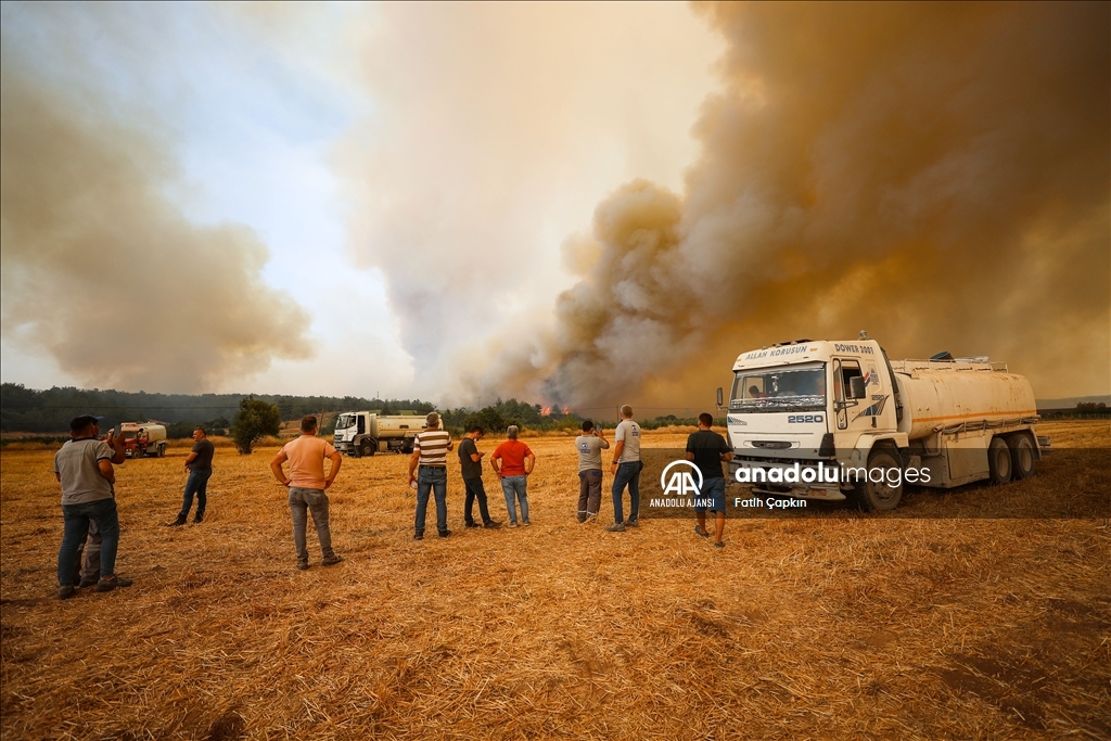 Çanakkale'de çıkan orman yangınına müdahale sürüyor