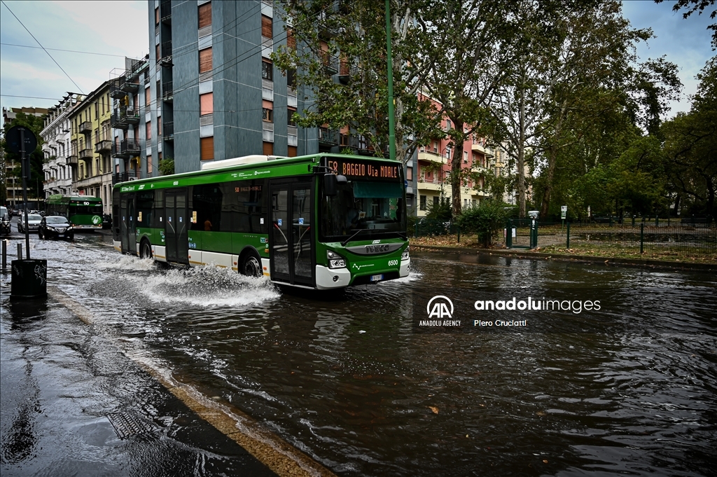 Heavy rains in Milan Italy