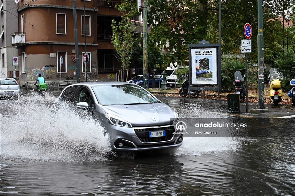 Heavy rains in Milan Italy